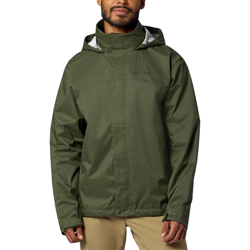 Marmot Men's PreCip Evo Jacket, Waterproof Jacket, Lightweight Hooded Rain Jacket, Windproof Raincoat, Breathable Windbreaker, Ideal for Hiking and Cycling, Nori, S