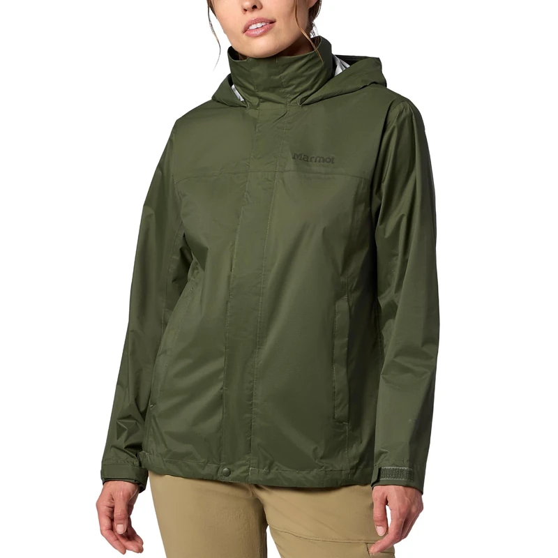 Marmot Women's PreCip Evo Jacket, Waterproof Jacket, Lightweight Hooded Rain Jacket, Windproof Raincoat, Breathable Windbreaker, Ideal for Hiking and Cycling, Nori, S