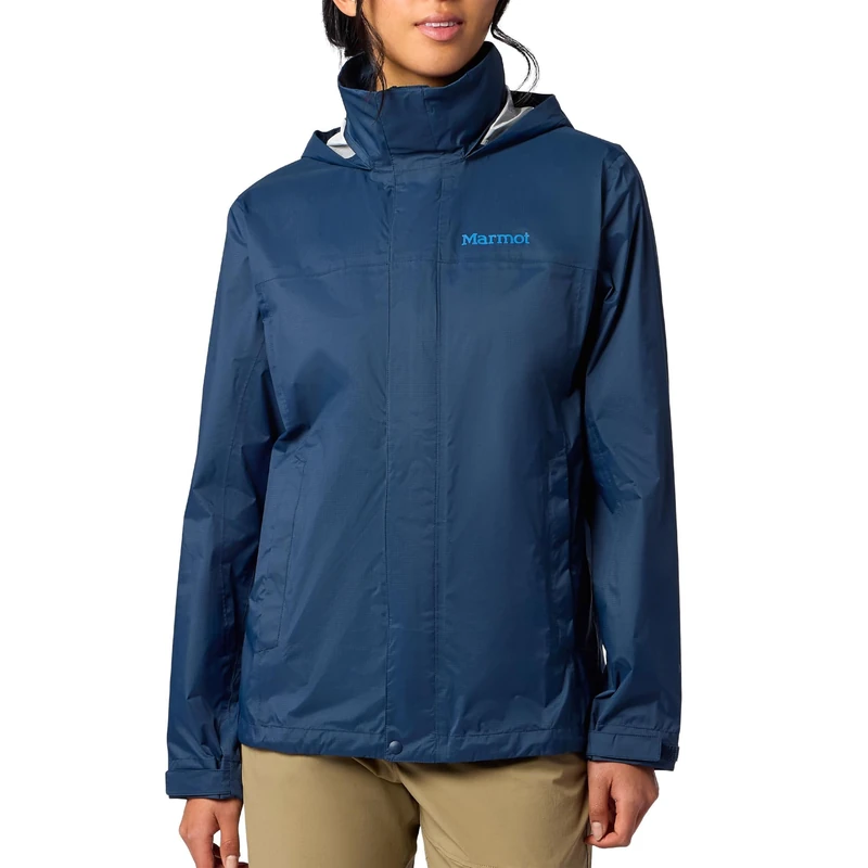 Marmot Women's PreCip Evo Jacket, Waterproof Jacket, Lightweight Hooded Rain Jacket, Windproof Raincoat, Breathable Windbreaker, Ideal for Hiking and Cycling, Nightfall Navy, L