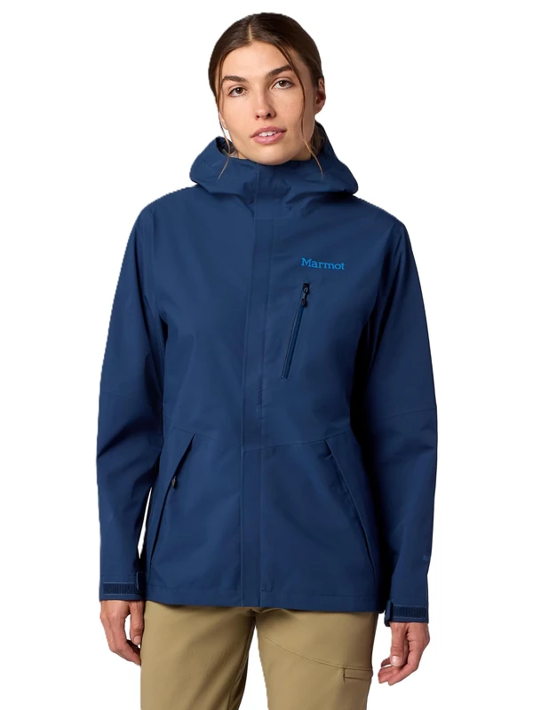 Marmot Women's PreCip Evo Pro Jacket, Waterproof Jacket, Lightweight Hooded Rain Jacket, Windproof Raincoat, Breathable Windbreaker, Ideal for Hiking and Cycling, Nightfall Navy, L