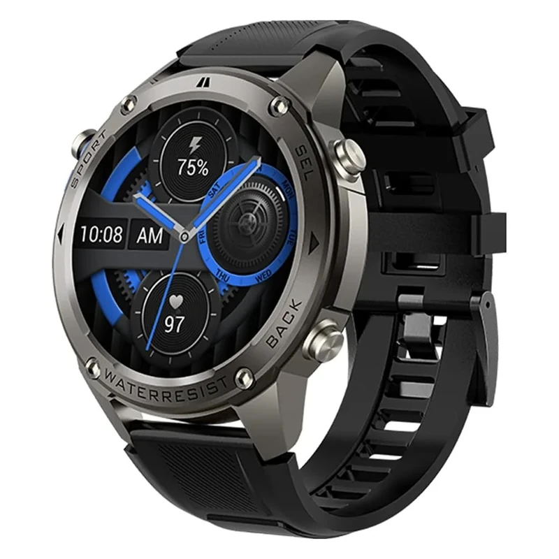 SANAI 2025 GPS Smart Watch Compass Altitude 1.43" Amoled Screen 5ATM Waterproof Men Sport Fitness 500mAh battery Smartwatch (Black)