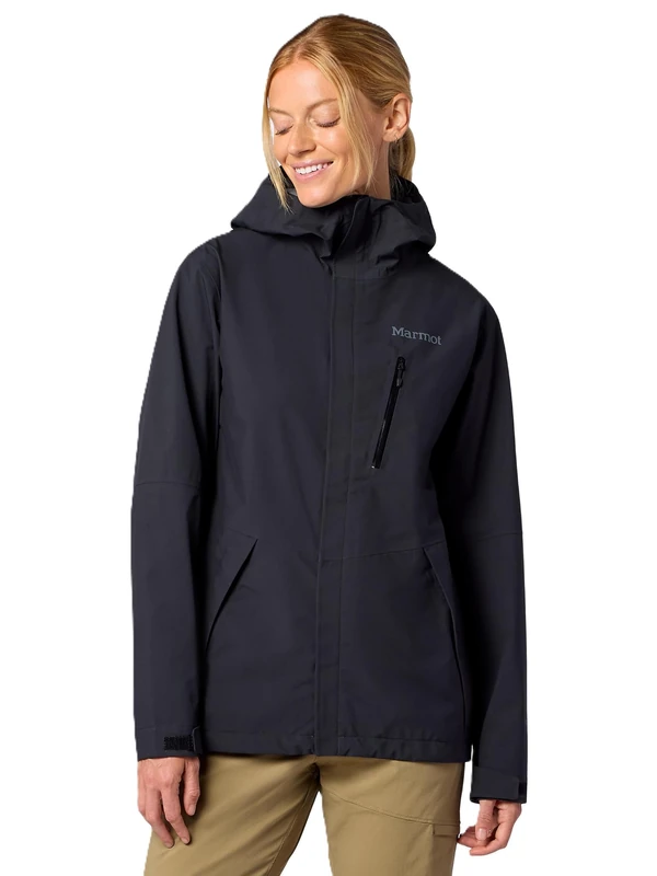 Marmot Women's PreCip Evo Pro Jacket, Waterproof Jacket, Lightweight Hooded Rain Jacket, Windproof Raincoat, Breathable Windbreaker, Ideal for Hiking and Cycling, Black, XL