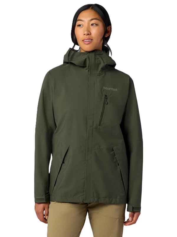 Marmot Women's PreCip Evo Pro Jacket, Waterproof Jacket, Lightweight Hooded Rain Jacket, Windproof Raincoat, Breathable Windbreaker, Ideal for Hiking and Cycling, Nori, XS
