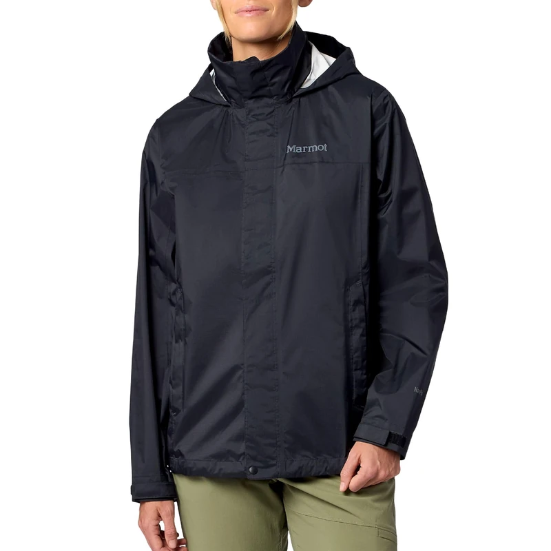 Marmot Women's PreCip Evo Jacket, Waterproof Jacket, Lightweight Hooded Rain Jacket, Windproof Raincoat, Breathable Windbreaker, Ideal for Hiking and Cycling, Black, M