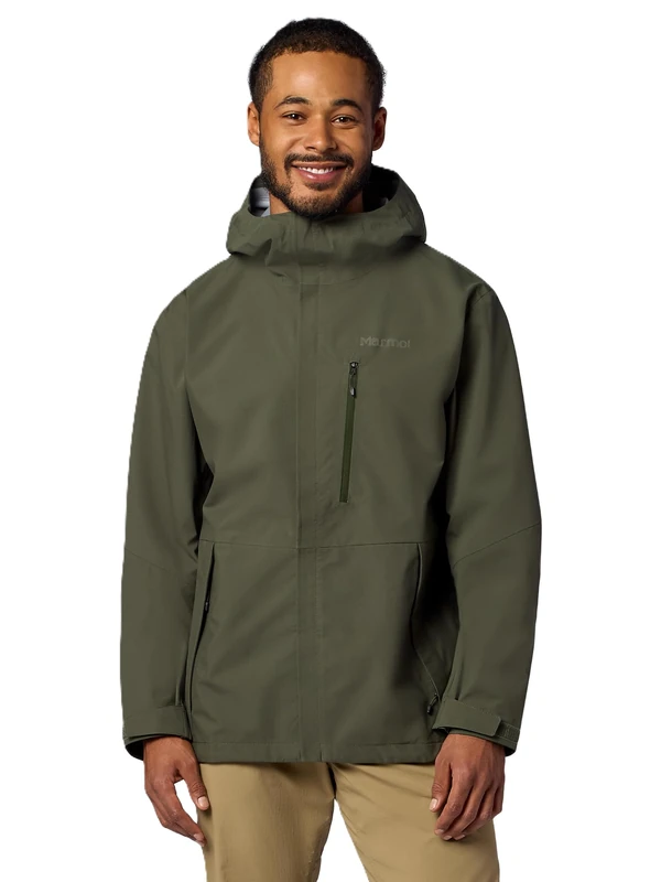 Marmot Men's PreCip Evo Pro Jacket, Waterproof Jacket, Lightweight Hooded Rain Jacket, Windproof Raincoat, Breathable Windbreaker, Ideal for Hiking and Cycling, Nori, XL