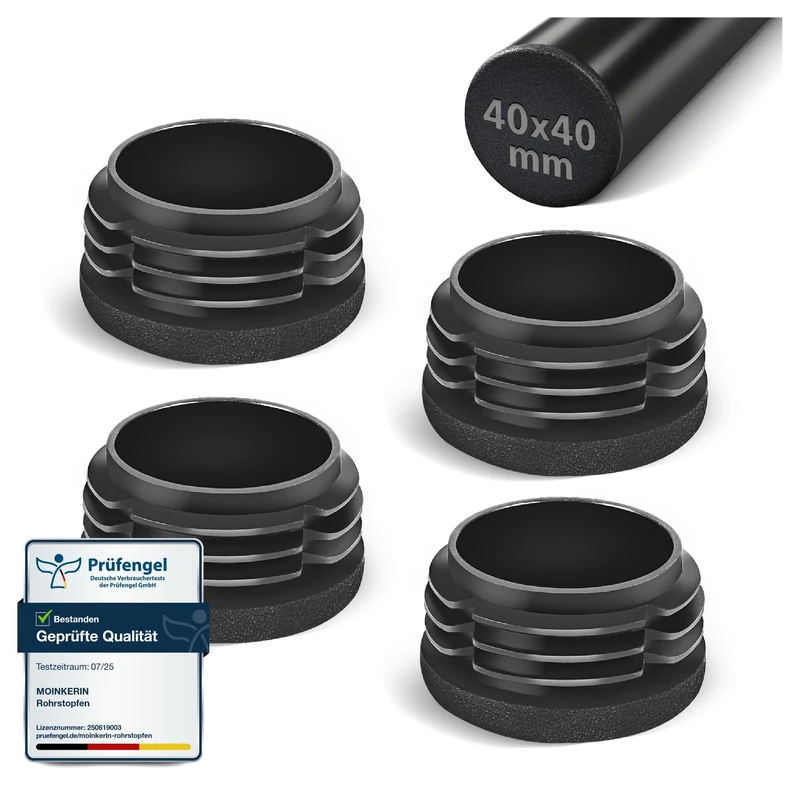 moinkerin Round Plastic End Caps 40mm Plastic Plugs for Metal Tube, Chairs, Tables, Shelves Round End Caps 4 PCS