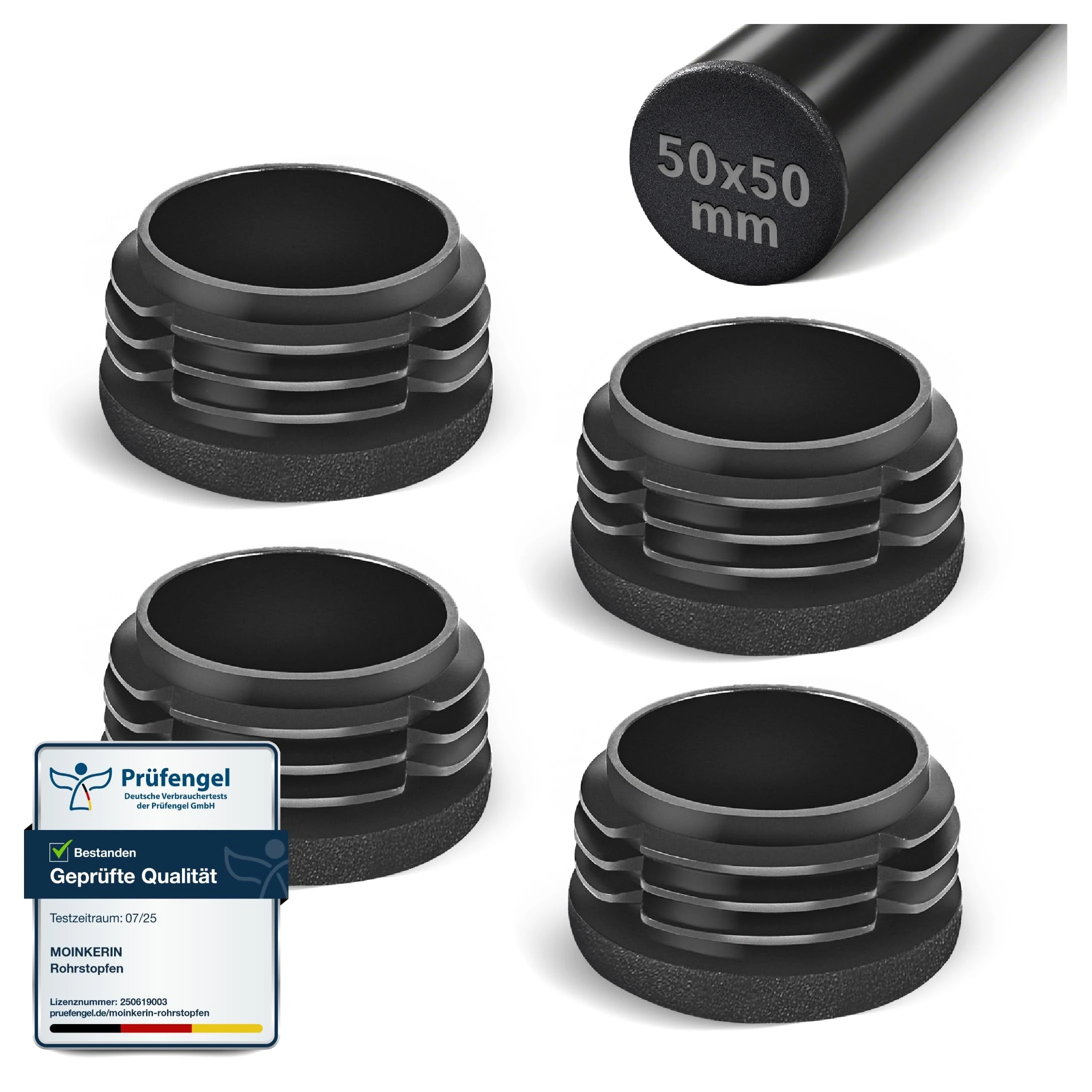 moinkerin Round Plastic End Caps 50mm Plastic Plugs for Metal Tube, Chairs, Tables, Shelves Round End Caps 4 PCS