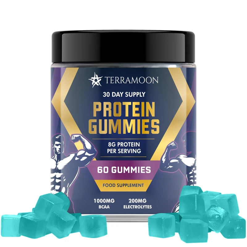 Protein Gummies, 9g Protein Per Serving, 90 Gummies, 30-Day Supply with BCAA and Electrolytes