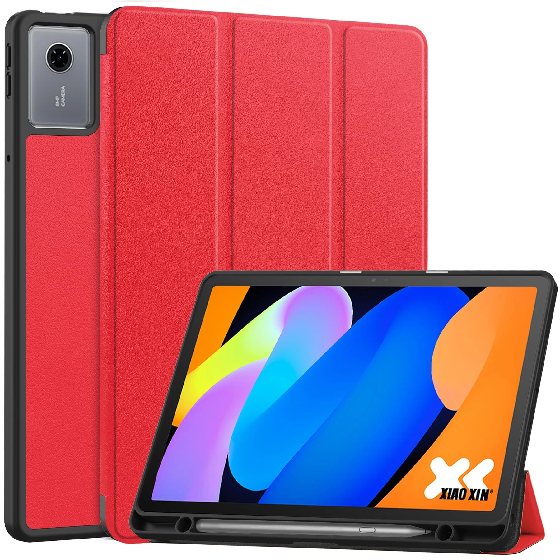 YRH for Lenovo Idea Tab 11 inch Case 2025 with Pen Holder, Back Soft TPU Protective Tablet Cover with Auto Sleep/Wake (Red)