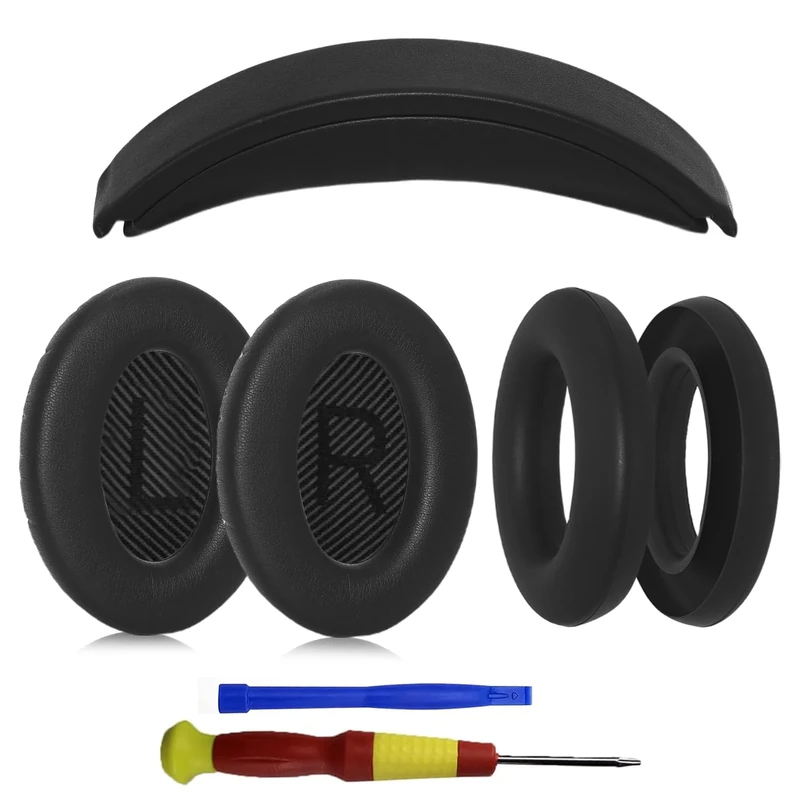 Adhiper Ear Pads,Headband Pad & Silicone Covers for Bose QuietComfort 45 (QC45)/QuietComfort SE (QC SE)/New Quiet Comfort Wireless Headphones,Comfort Upgrade Kit - 3-Piece Replacement Kit (Black)