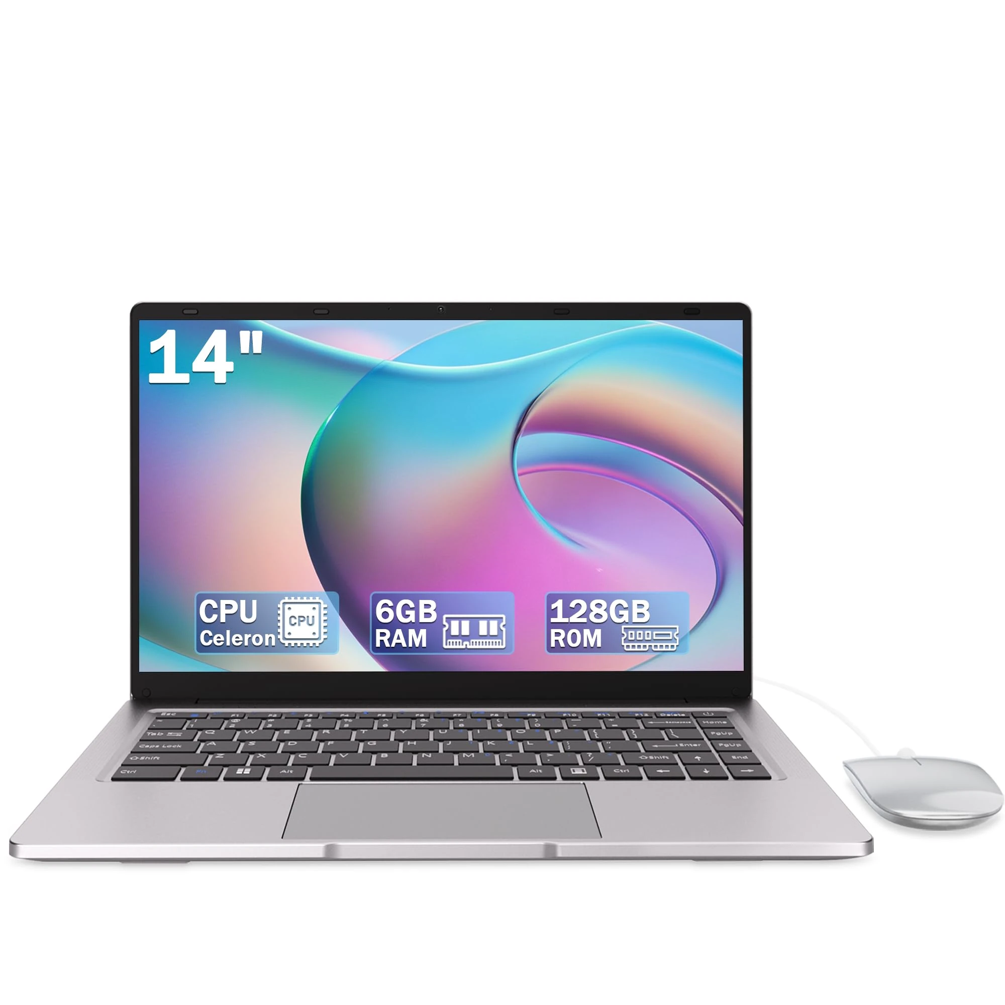 LEEDOW 14" Laptop – Dual-Core 2.6Ghz, 6GB RAM, 128GB SSD – Dual Stereo Speakers, USB3.0, Portable Laptops for Business, School, and Work Essential Everyday Device