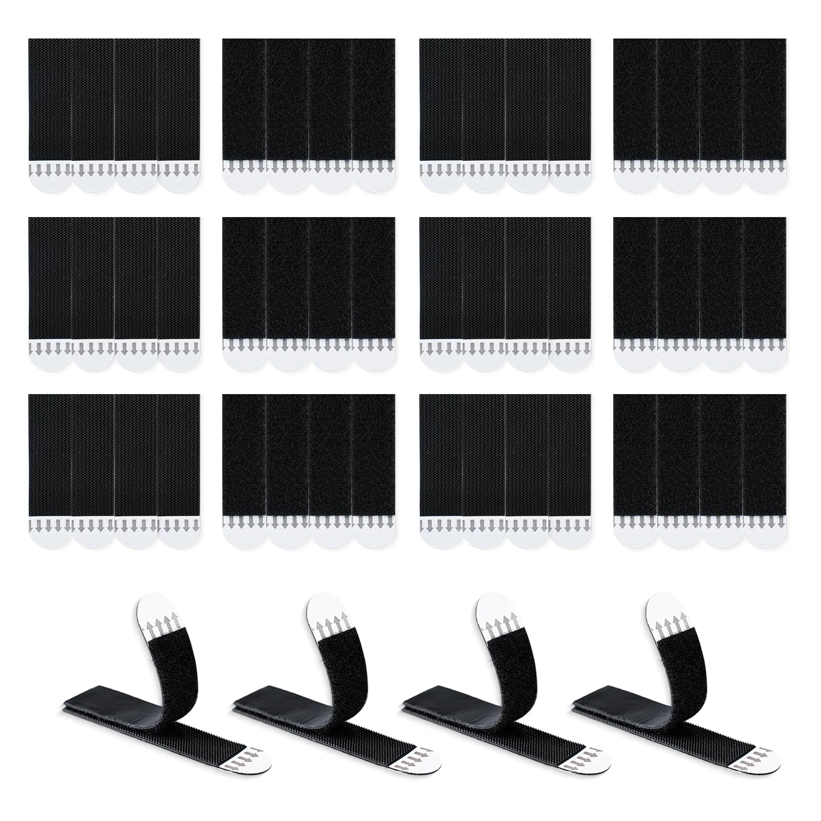 LLPT Heavy Duty Picture Hanging Strips Detachable | 24 Pairs (48 Strips) | Small 15 x 50 mm | Picture Hangers Without Nails | Removable Adhesive Strips | for Wall Posters Photos (SB15524) | Black