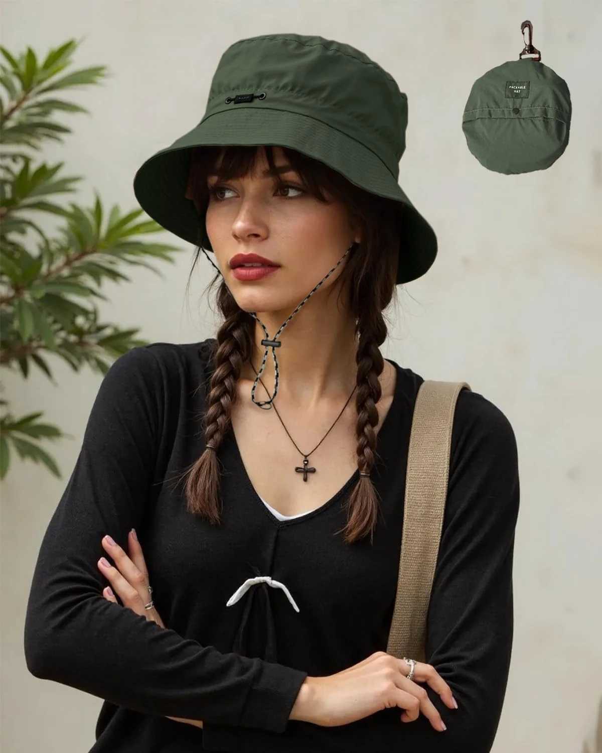 Packable Bucket Hat for Men & Women, Quick Dry Waterproof/Foldable Wide Brim Travel Hat for Outdoor/Beach/Hiking, Green, One Size