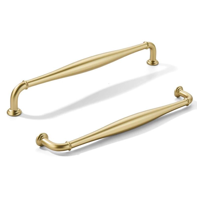 khtumeware 10 Pack 8inch(203mm) Hole Center Brushed Brass Cabinet Pulls Solid Heavy-Duty Hardware for Bathroom Dressers Pull cabinets,wardrobes,Closet Doors,Furniture pulls