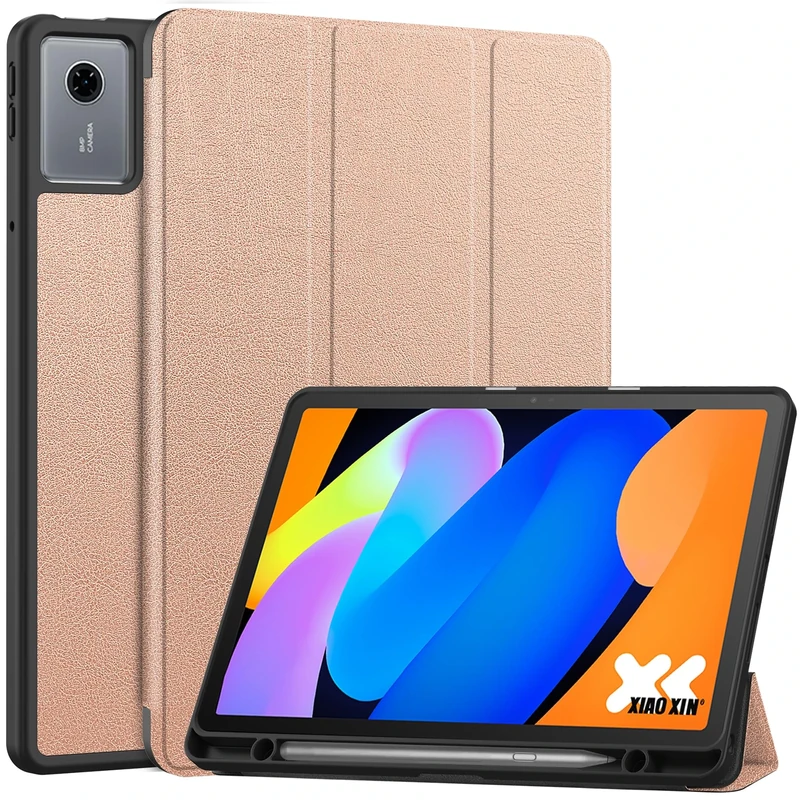 YRH for Lenovo Idea Tab 11 inch Case 2025 with Pen Holder, Back Soft TPU Protective Tablet Cover with Auto Sleep/Wake (Rose Gold)