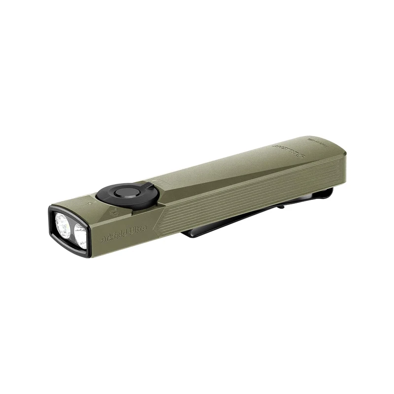 OLIGHT Arkfeld Ultra Rechargeable 1400LM Flashlight with UV LED, Green Light and White Light, Flat Flashlight for Work, Control and Outdoor Use (Olive Green)