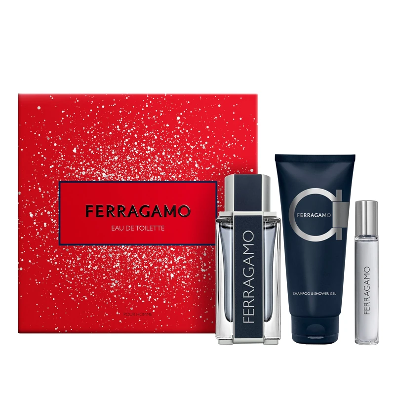 Ferragamo Man Gift Set: Eau de Toilette 100ml, Shower Gel 100ml, Travel Spray 15ml