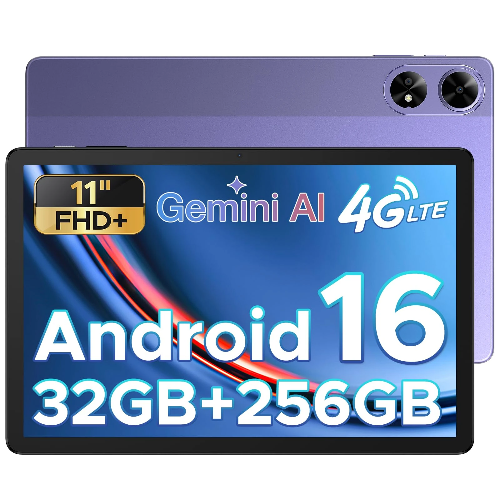 DOOGEE Tab G6 Plus Android 16 Tablet AI Android Tablets 11 inch Tablets with Sim Card Slot FHD+ 90hz 32GB RAM+256GB ROM/2 TB 8000mAh T7280|Widevine L1|5G WIFI|Bluetooth 5|GPS Tablet Android - Purple