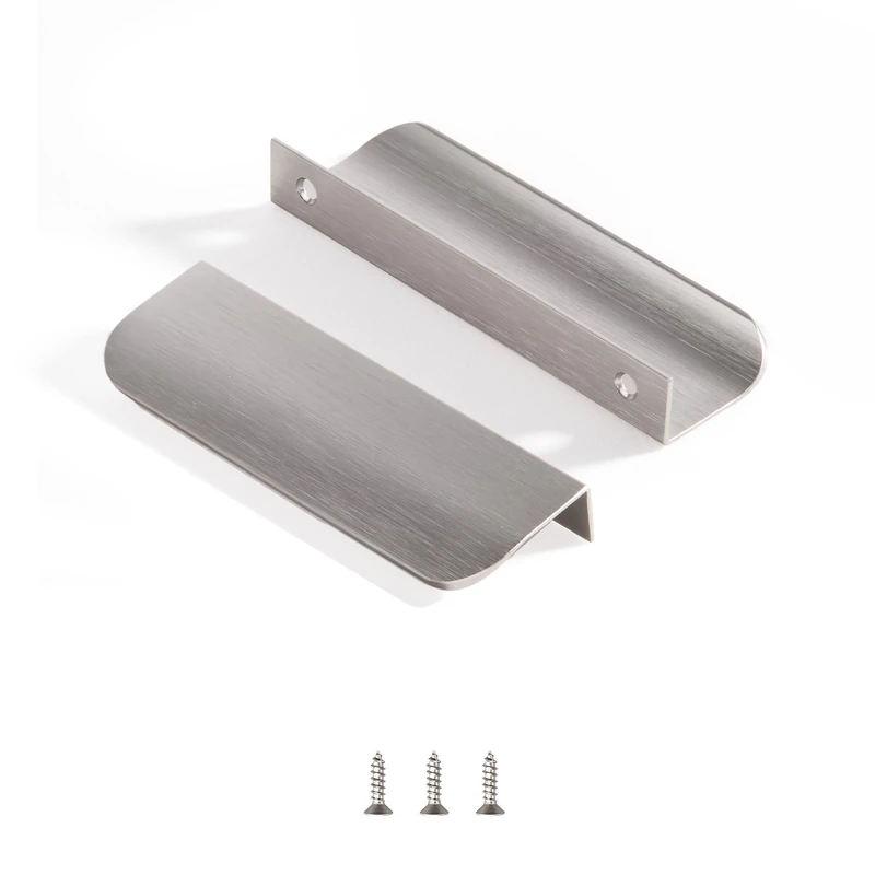 sunlithor Edge Finger Pulls for Cabinet Kitchen Drawer knobs Low Profile Door Dresser Bathroom Closet Cupboard Furniture Handles Aluminum 30 Pack Modern Brushed Nickel 4.72inch Easy Installation