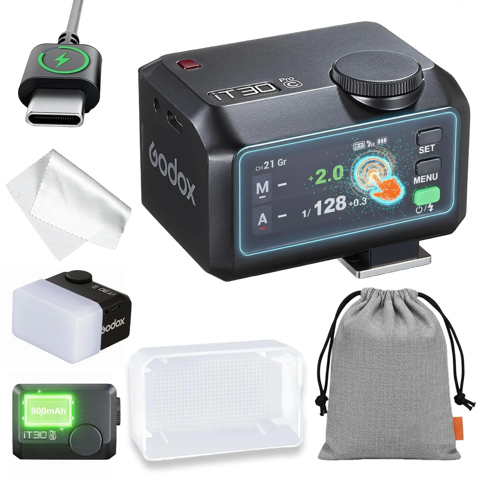 Godox iT30Pro C TTL Mini Camera Flash with Diffuser, iT30 Pro C 2.4G HSS 1/8000s TTL Wireless Flash, Compatible with Canon EOS R RP R5 R6 R7 R8 R10 R100 R5 Mark II R6 Mark II 90D 750D M50 M3