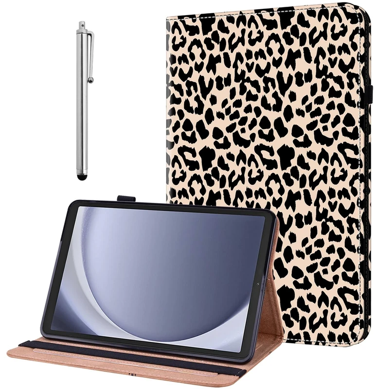 YiChZhe Case for iPad Pro 11 inch M5/M4 (2025/2024) Shockproof Protective Case with Adjustable Stand Card Slot Pen Holder Auto Wake/Sleep Cover, Leopard Print