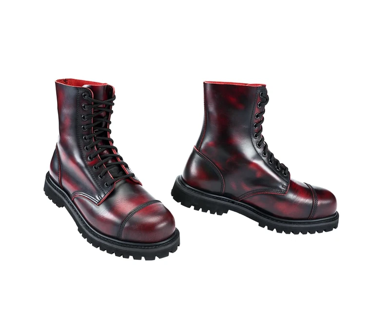 Brandit Rub Off Phantom 10 Eyelett Boots, Men's Combat Boots, Burgundy Red, 43 EU/UK 9