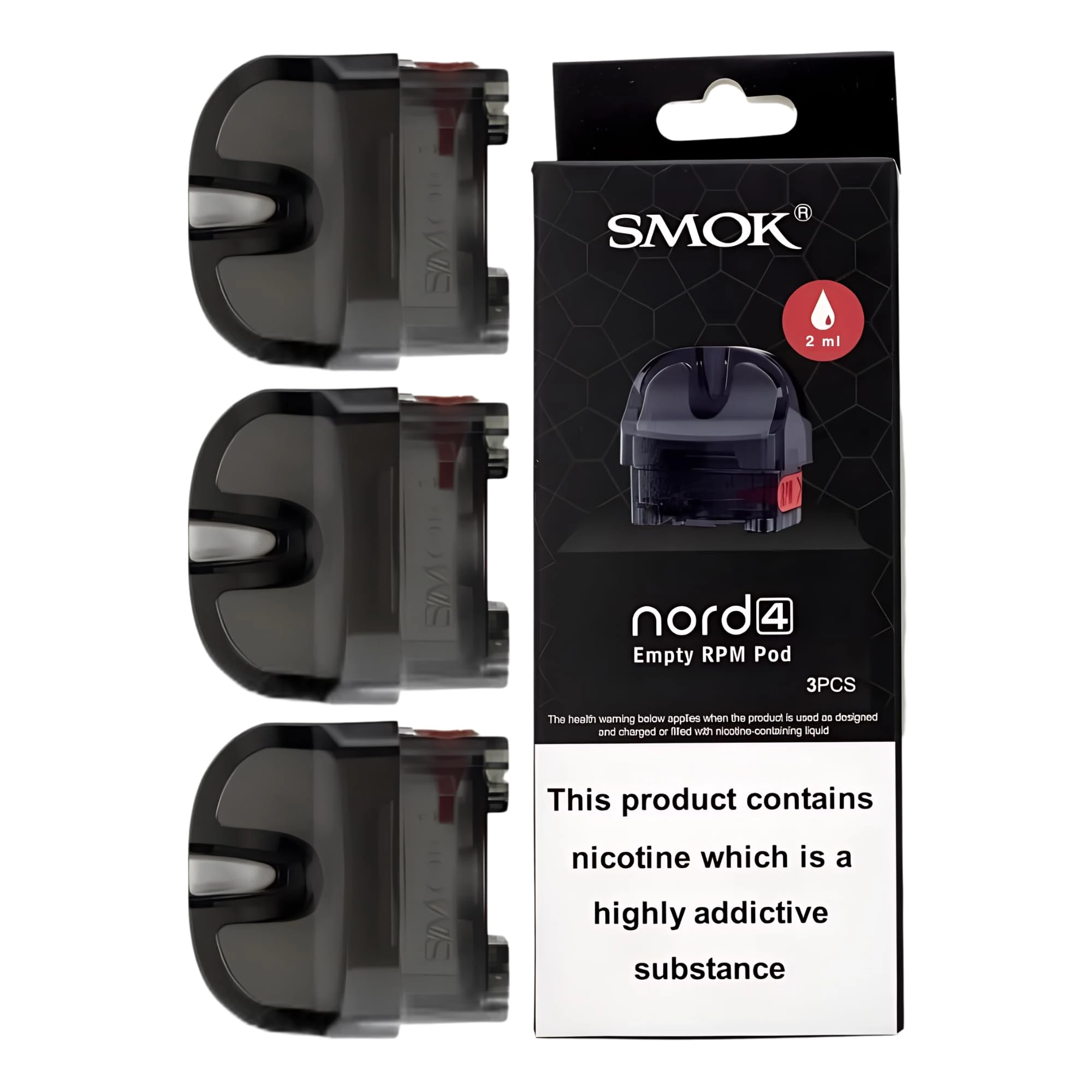 SMOK Nord 4 Pod [No Coil - RPM] 3 Pack - COMPATIBLE WITH: Nord 4 Kit and RPM Series Coils - Side-Fill, All Vaping Style, Press-Fit Coil Installation - Nicotine Free