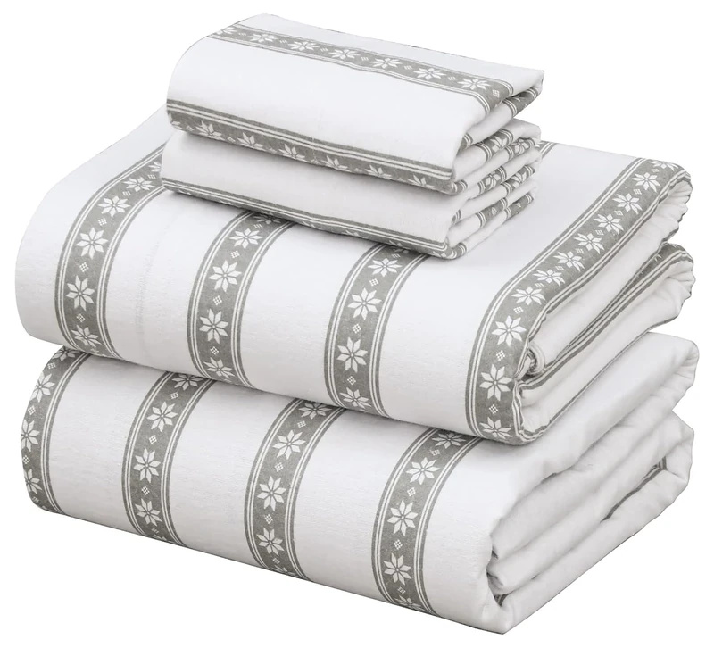 ZOYER Flannel Sheets California King Size - Soft & Comfy Deep Pocket Cotton Flannel Bedding, Fitted Up to 14", Double Brushed Cal King Bed Sheets Set, 4 Pieces, Polar Brands