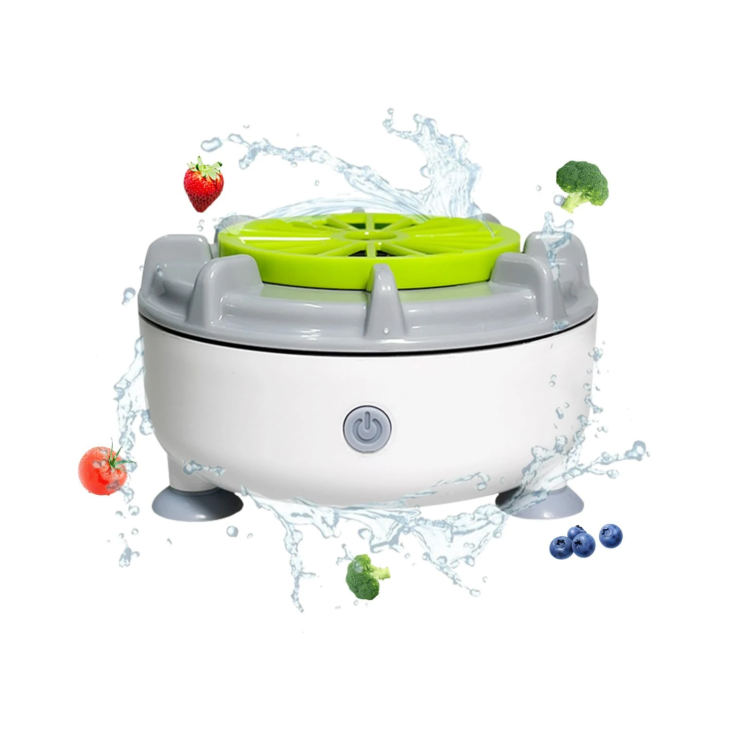 Fruit and Vegetable Spinner Washing Portable Fruit and Veg Cleaning Machine Salad Washer Spinner Kitchen Fruit Cleaner Device with Rotation & Vibration & Purification Functions