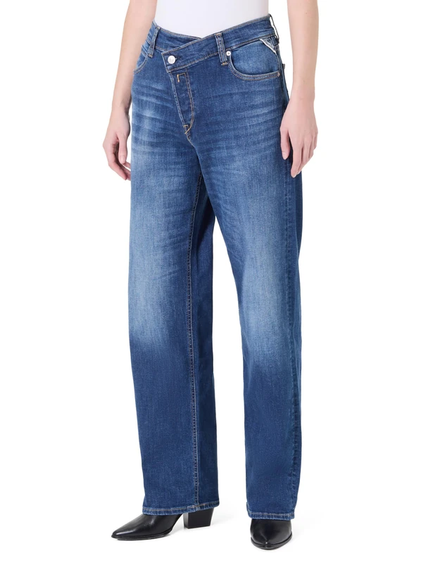Replay Zelmaa Women's Tapered Fit Jeans, Black Delavè 099 (Black), 28W/32L