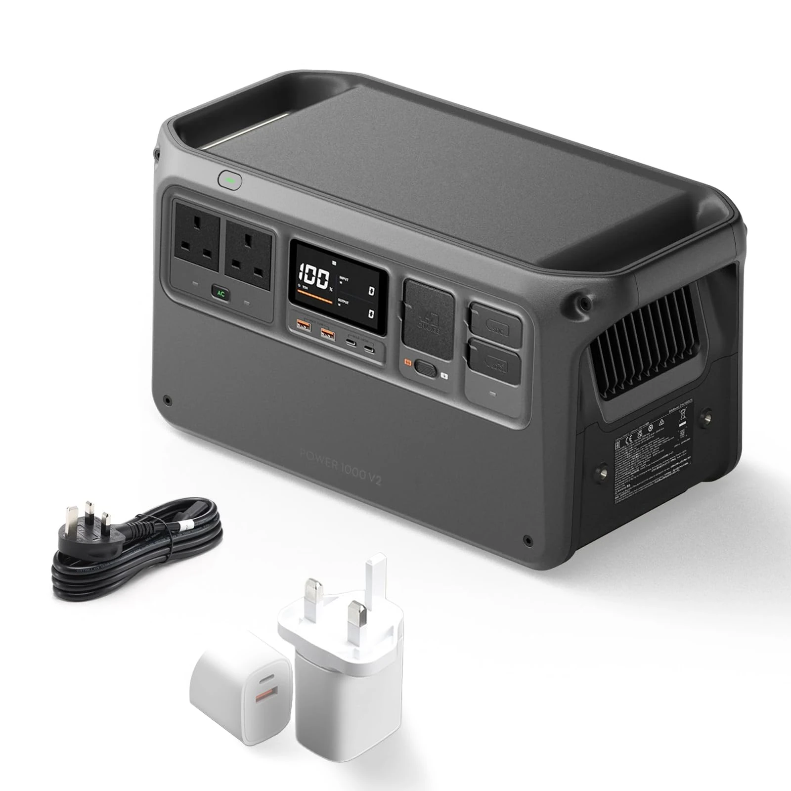 DJI Power 1000 V2 Portable Power Station, 1024Wh LFP Battery, Compact Size, 2600W Stable Output, 0-80% Recharge in 37 Mins, Electric Generator for Home, Camping, RVs, Off-Grid，Bundle