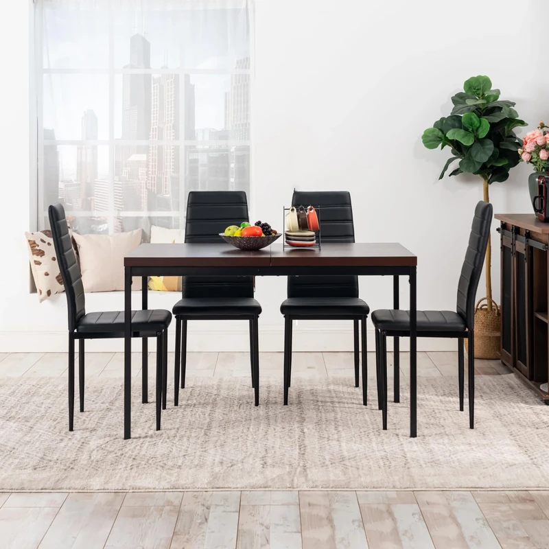 FurnitureR Rectangular Banquet Tables in Brown, for 4 to 6 People, Thick Wooden Tray with Metal Structure, for Training, Meetings, Conferences, Meals, 120 x 70 x 75 cm