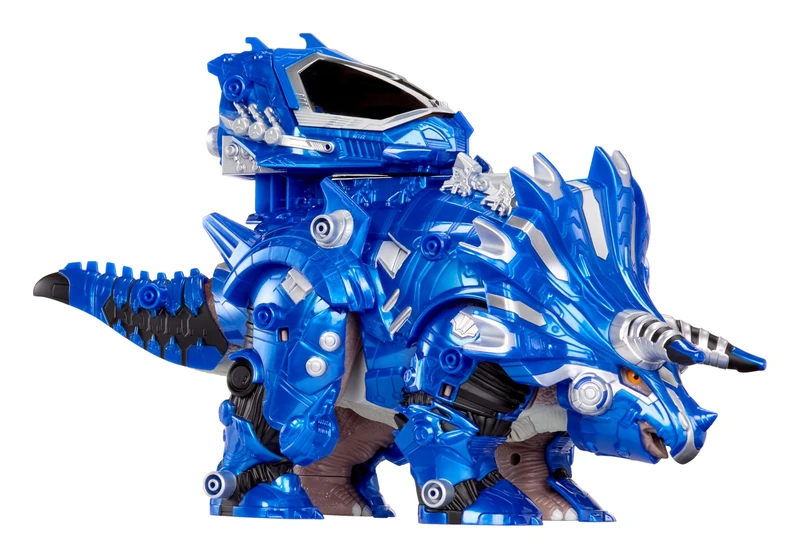 Armorsaurs Armor-Up Triceratops Dinosaur Cobalt - Action Figure, 7 Removable Armour Pieces with Tail-Triggered Chomp Action, Suitable for Children Ages 6+