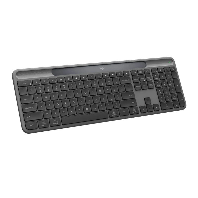 Logitech Signature Slim Solar+ wireless keyboard, solar and artificial light powered, durable battery that lasts up to 10 years, customisable keys, Bluetooth, QWERTY UK English Layout - Graphite