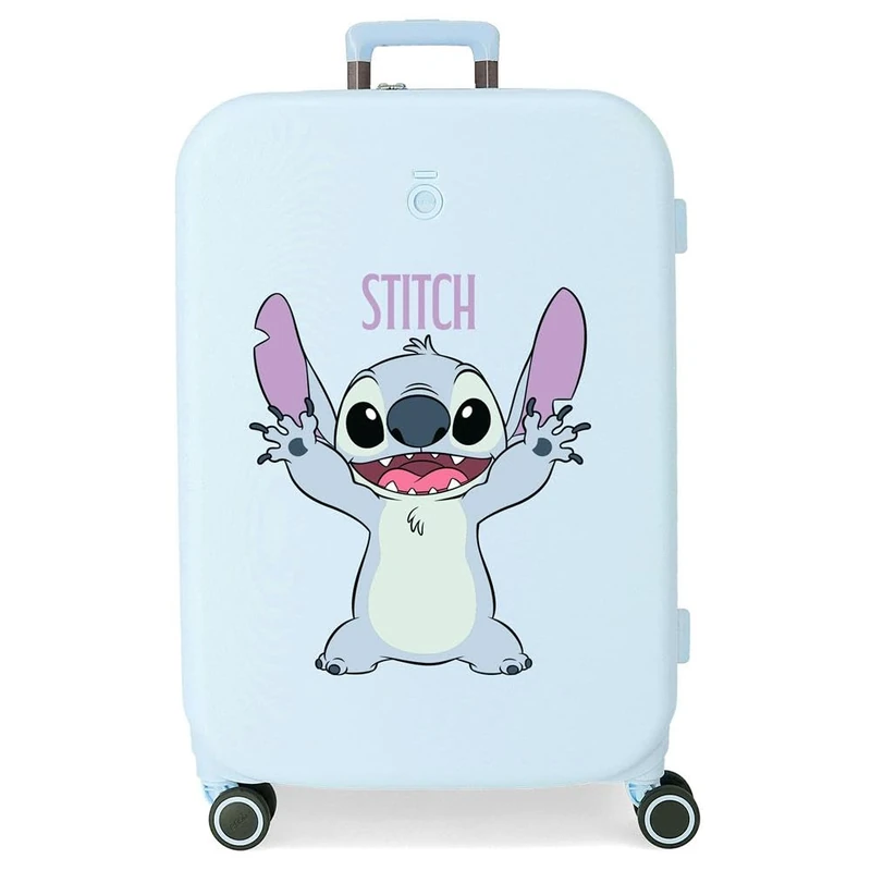 Disney Joumma Stitch Playfull Children's Suitcase Cabin Hard ABS Closure TSA 4 Wheels Carry-on Luggage, Turquoise, Talla única, Medium Suitcase