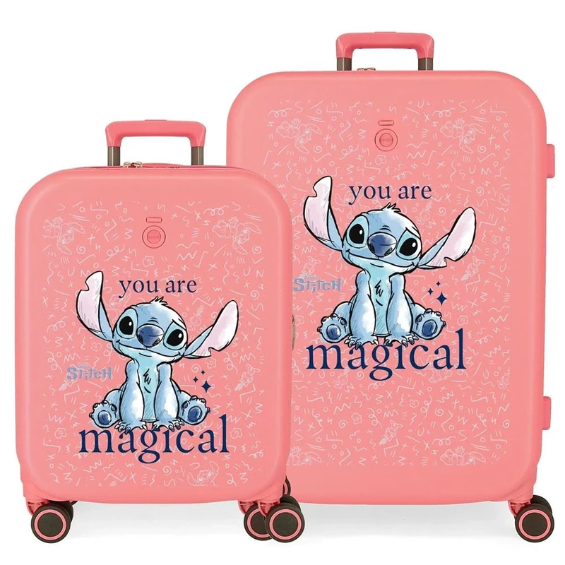 Joumma Disney You are Magical Suitcase Set Coral 55/70 cm Rigid 7.5 kg TSA Closure Integrated ABS 7.5 kg 116L Hand Luggage