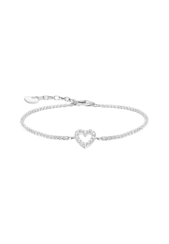 Thomas Sabo Tennis Bracelet Heart With Stones 925 Sterling Silver A2177-051-14-L19V