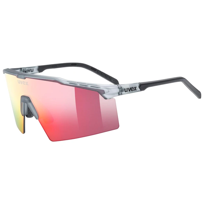 Uvex flowline - sports glasses for adults - 100% UVA-, B, C protection - contrast enhancing - smoke matt/mir.red - one size