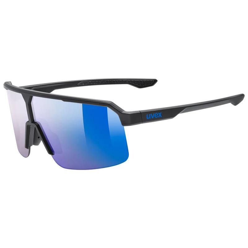 uvex ramp - sports glasses for adults - 100% UVA-, B, C protection - contrast enhancing - black matt/mir.blue - one size