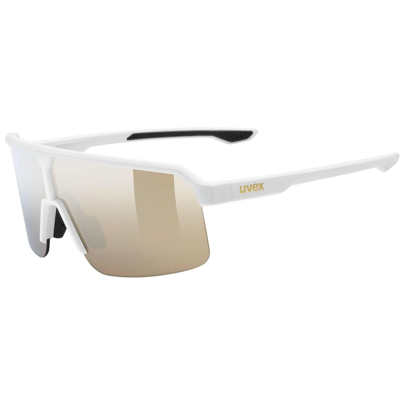 Uvex ramp - sports glasses for adults - 100% UVA-, B, C protection - contrast enhancing - white matt/mir.gold - one size - Image 1