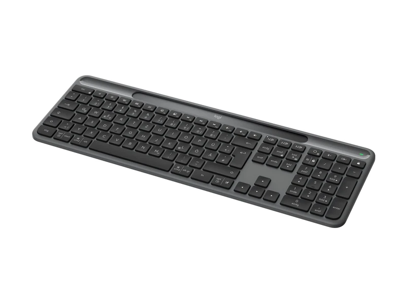 Logitech Signature Slim Solar+ wireless keyboard, solar and artificial light powered, durable battery that lasts up to 10 years, customizable keys, Bluetooth - Graphite - QWERTZ