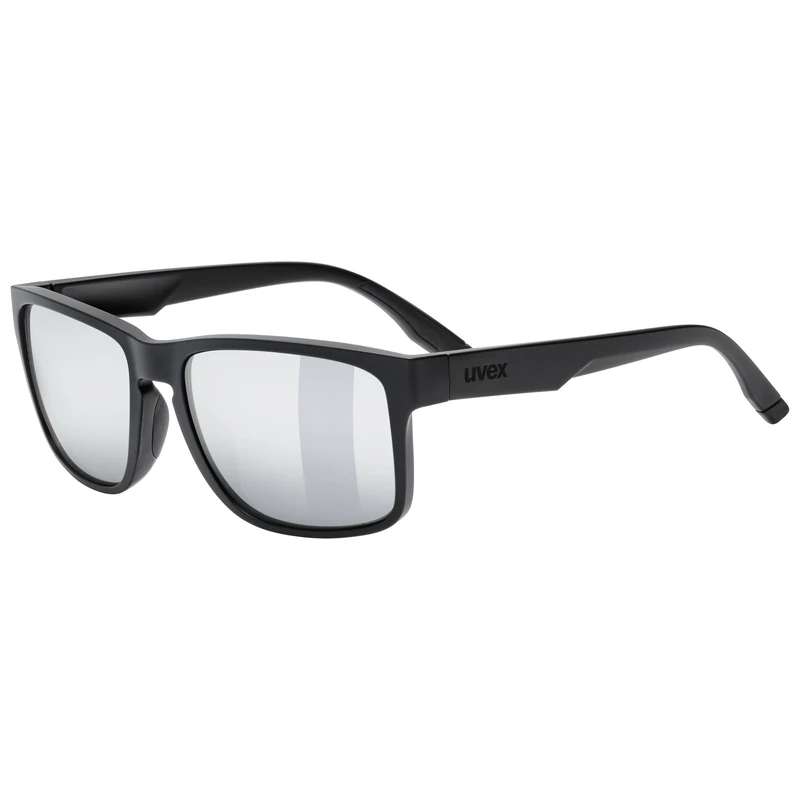 Uvex poise - sports glasses for adults - 100% UVA-, B, C protection - contrast enhancing - black matt/mir. silver - one size