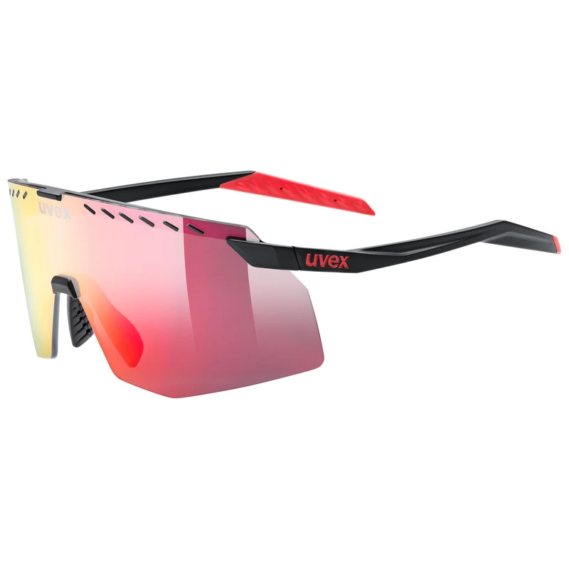uvex pace stage - sports glasses for adults - 100% UVA-, B, C protection - contrast enhancing - black matt/mir.red - one size