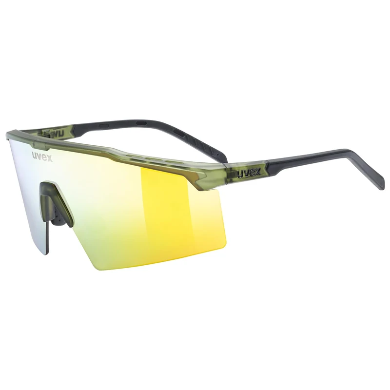 uvex flowline - sports glasses for adults - 100% UVA-, B, C protection - contrast enhancing - olive matt/mir.gold - one size
