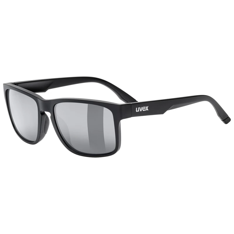 Uvex poise P - sports glasses for adults - 100% UVA-, B, C protection - contrast enhancing - black matt/smoke - one size