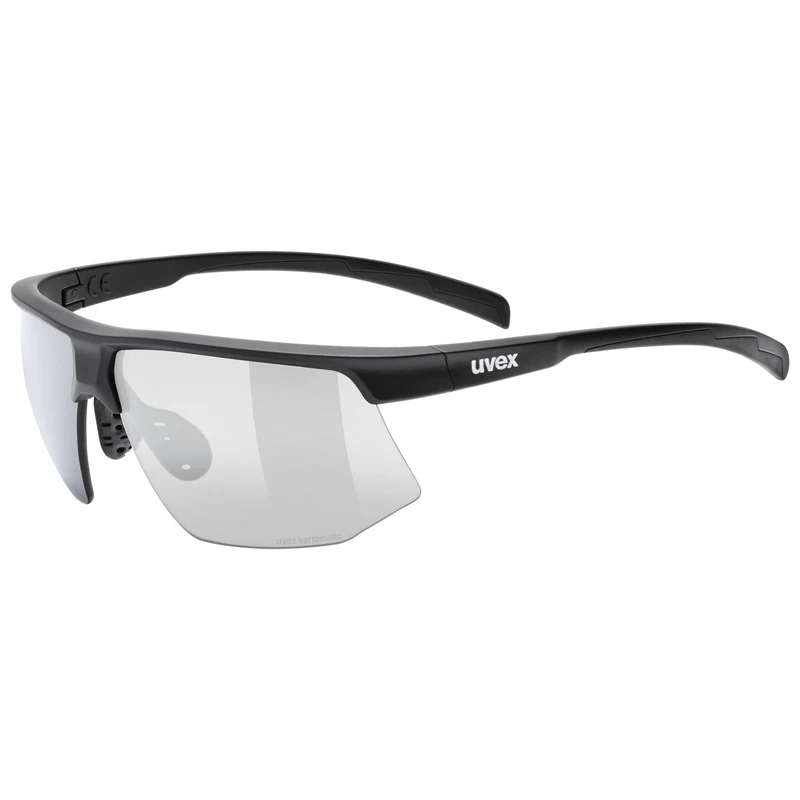 Uvex aerios V - sports glasses for adults - 100% UVA-, B, C protection - contrast enhancing - black matt/smoke - one size