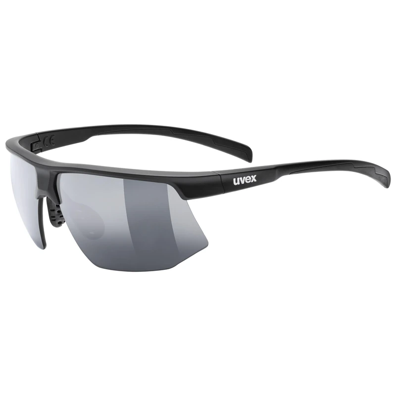Uvex aerios - sports glasses for adults - 100% UVA-, B, C protection - contrast enhancing - black matt/smoke - one size