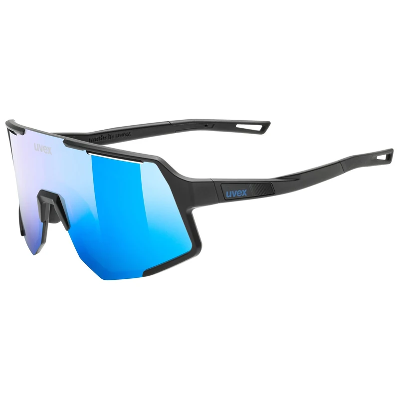 Uvex sequenze - sports glasses for adults - 100% UVA-, B, C protection - contrast enhancing - black matt/mir.blue - one size