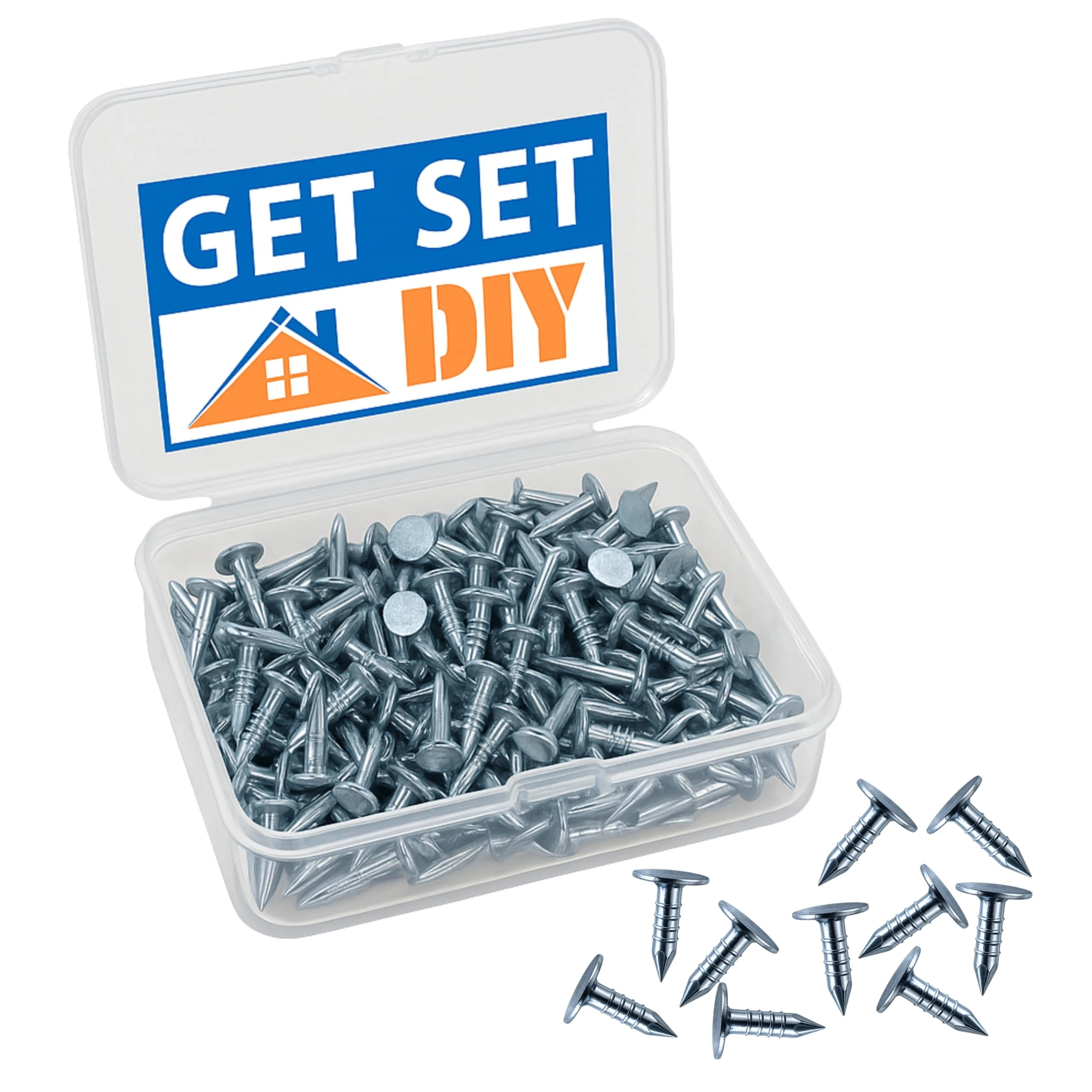 Galvanised Clout Nails 13mm (300pcs) 327 Grams Roofing Felt Tacks for Shed Roof - Heavy Duty Felt Nails for Securing Shed Roof Felt in a Handy Plastic Case
