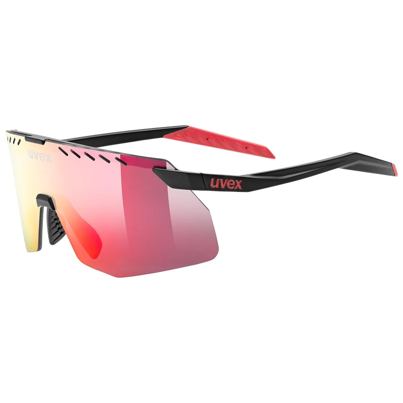 uvex pace stage s - sports glasses for adults - 100% UVA-, B, C protection - contrast enhancing - black matt/mir.red - one size